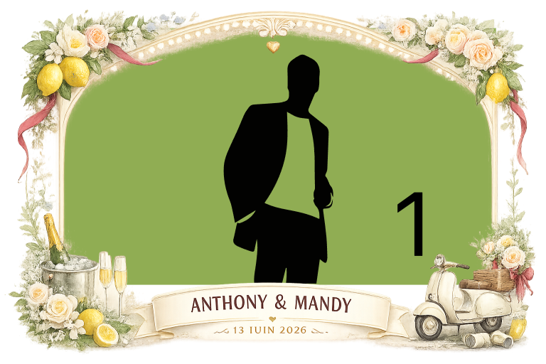 Cadre photo personnalisé Anthony & Mandy — Mariage à l’italienne