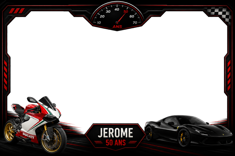 Cadre photo personnalisé 50 ans · Auto / moto — Passion mécanique